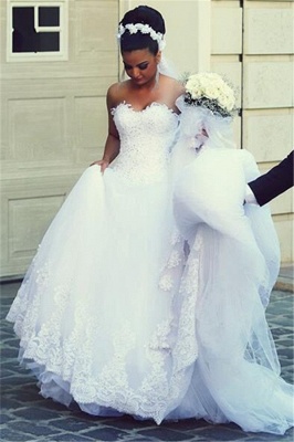 Newest A-line Sweetheart Lace  Bride Dresses  Sleeveless Sexy Wedding Dress Online BA7292_3