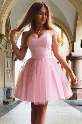 Pink Sweetheart Strapless A-Line Short Homecoming Dress_1