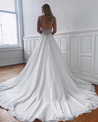 Unique Straps Beaded Appliques A-Line Wedding Dresses | Bridal Gowns Online_2