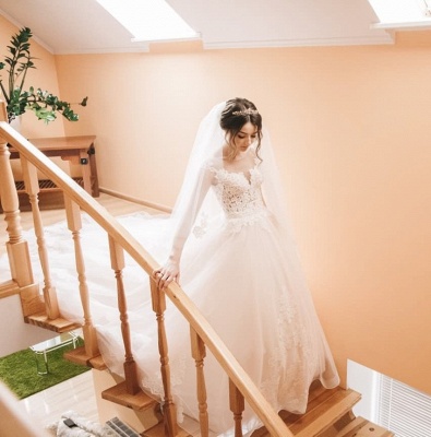 Glamorous Sleeveless V-Neck Lace Appliques Wedding Dresses | Bridal Gowns Online_6