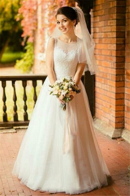Gorgeous Jewel Sleeveless Tulle Lace Wedding Dress | Bridal Gowns On Sale_1