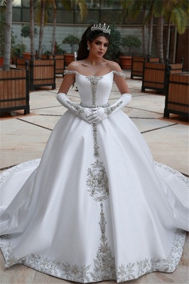 Elegant Ball Gown Off-the-Shoulder Appliques Wedding Dress | Bridal Gowns On Sale_1