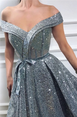 Gorgeous Off-the-Shoulder Sweetheart Sleeveless Prom Dress Stunning Sequins Front Slit Evening Dresses Online_2