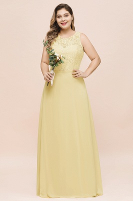 Plus Size Chiffon Lace Bridesmaid Dress Sleeveless Aline Evening Maxi Dress_1