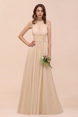 Halter Aline Soft Chiffon Bridesmaid Dress Long Wedding Party Dress_2