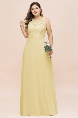 Plus Size Chiffon Lace Bridesmaid Dress Sleeveless Aline Evening Maxi Dress_6