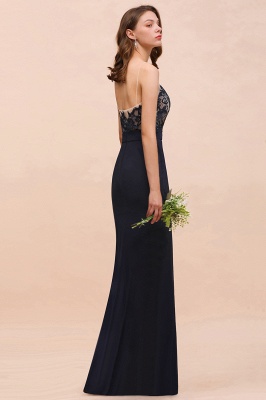 Black Floral Lace Sweetheart Mermaid Bridesmaid Dress Sleeveless Long Evening Dress_6