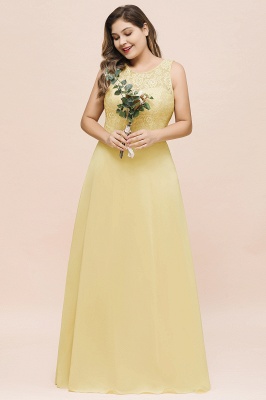 Plus Size Chiffon Lace Bridesmaid Dress Sleeveless Aline Evening Maxi Dress_4