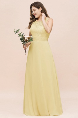 Plus Size Chiffon Lace Bridesmaid Dress Sleeveless Aline Evening Maxi Dress_5
