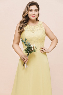 Plus Size Chiffon Lace Bridesmaid Dress Sleeveless Aline Evening Maxi Dress_7