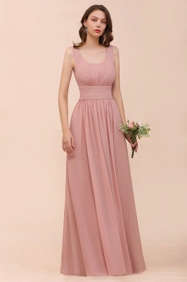 Dusty Pink Suqare Neck Aline Bridesmaid Dress Sleeveless Evening Party Dress_4