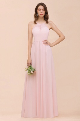 Dreamful Pink Halter Chiffon Evening MAxi Dress Sleeveless Bridesmaid Dress