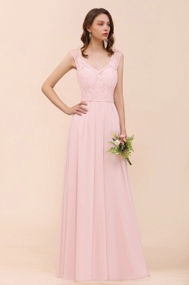Romantic Sleeveless Lace Chiffon Wedding Guest Dress V-Neck Bridesmaid Dress_7