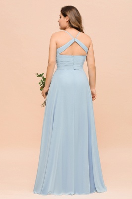 Plus Size Sky Blue Soft Chiffon Aline Bridesmaid Dress_3