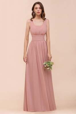 Dusty Pink Suqare Neck Aline Bridesmaid Dress Sleeveless Evening Party Dress_6