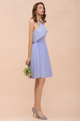 One Shoulder Short Dress for Brideamaid Knee Length Wedding Guest Dress_8