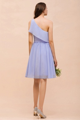 One Shoulder Short Dress for Brideamaid Knee Length Wedding Guest Dress_3