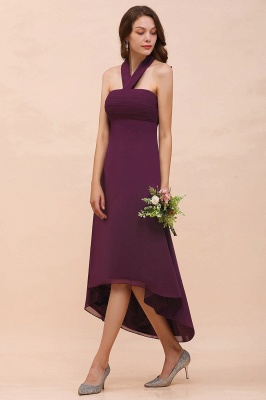 Halter Chiffon Hi-Lo Party Dress for Wedding Women Bridesmaid Dress_8