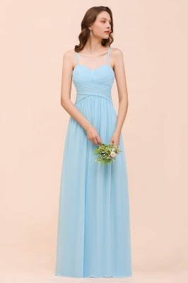 Sky Blue Sweetheart Chiffon Long Bridesmaid Dress Aline Wedding Party Dress with Straps_6