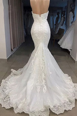 Glamorous Off-the-Shoulder Mermaid White Wedding Dresses Sweetheart Appliques Bridal Gowns Online_3