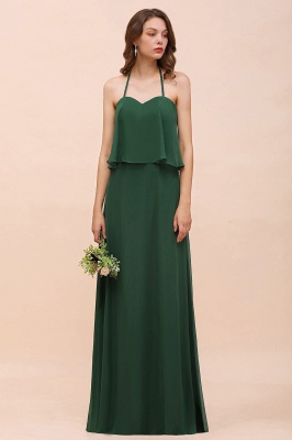 Green Chiffon Bridesmaid Dress Casual Evening Party Dress_4