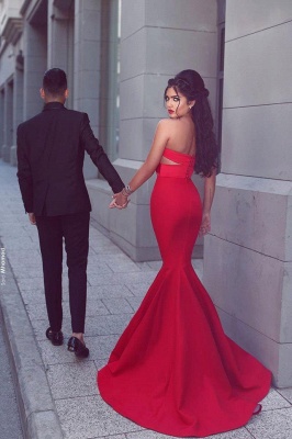 New Sleeveless Red Sweetheart Prom Dresses  Long Sexy Mermaid Evening Dresses_3