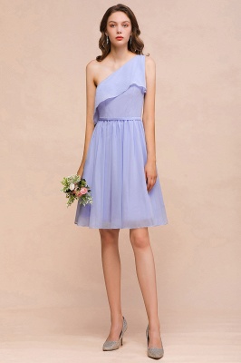 One Shoulder Short Dress for Brideamaid Knee Length Wedding Guest Dress_1