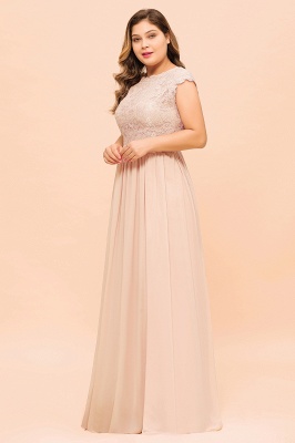 Plus Size Bridesmaid Dress with Side Slit Sleeveless Jewel Neck Chiffon Wedding Guest Dress_6