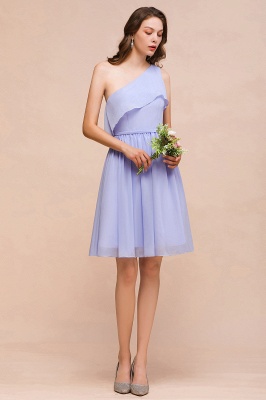 One Shoulder Short Dress for Brideamaid Knee Length Wedding Guest Dress_4
