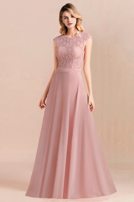 Elegant Dusty Pink Soft Lace Chiffon Evening Dress Sleveless Aline Bridesmaid Dress_4