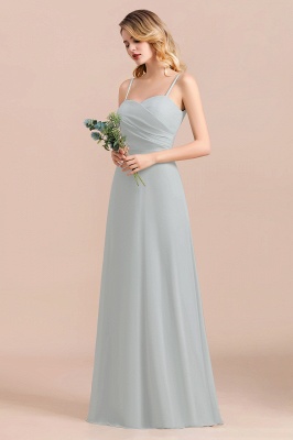 Spaghetti Straps Sweetheart Wedding Guest Dress Silver Chiffon Formal Dress_8