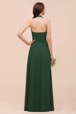 Affordable Halter Beading Ruffle Dark Green Bridesmaid Dress With Shawl_3