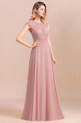 Elegant Dusty Pink Soft Lace Chiffon Evening Dress Sleveless Aline Bridesmaid Dress_5
