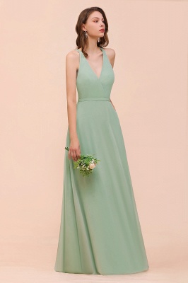 Mint Green V-Neck Sleeveless Bridesmaid Dress Aline Formal Dress_6