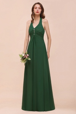 Affordable Halter Beading Ruffle Dark Green Bridesmaid Dress With Shawl_6