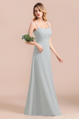 Spaghetti Straps Sweetheart Wedding Guest Dress Silver Chiffon Formal Dress_7