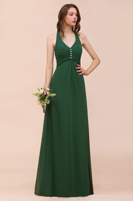 Affordable Halter Beading Ruffle Dark Green Bridesmaid Dress With Shawl_7
