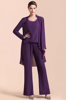 Purple Sleeveless Mother of Maid Dress Jumpsuit with Jacket_4