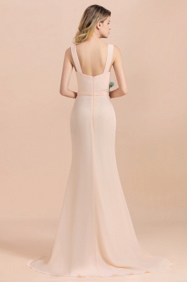 Gorgeous Drapped Neckline Ruffle Chiffon Bridesmaid Dresses Online with Slit_3