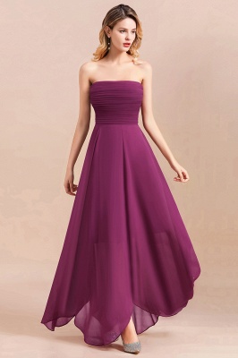 Strapless Purple Chiffon Evening Party Dress Spacial Occasion Dress_6