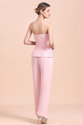 Elegant Pink Long sleeves V-neck Plus size Mother of bride Jumpsuit_13
