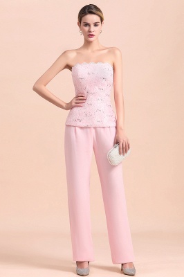 Elegant Pink Long sleeves V-neck Plus size Mother of bride Jumpsuit_12