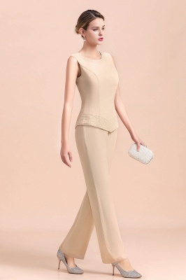 Champagne Long sleeves Jacket Chiffon Mother of the Bride Jumpsuit_9