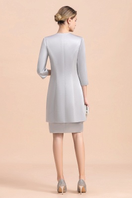 Silver two-pieces round neck Short Fall Mother Of the Bride Dress_3