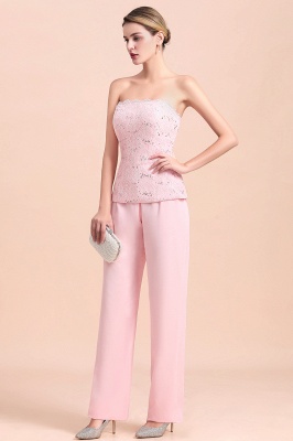 Elegant Pink Long sleeves V-neck Plus size Mother of bride Jumpsuit_11