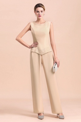 Champagne Long sleeves Jacket Chiffon Mother of the Bride Jumpsuit_7