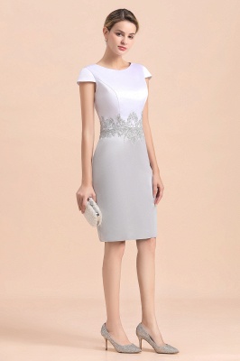 Silver two-pieces round neck Short Fall Mother Of the Bride Dress_9