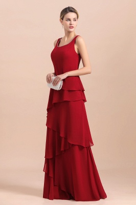 Ruby Chiffon Two-pieces Ruffles Long sleeves Mother of the Bride Dress_9