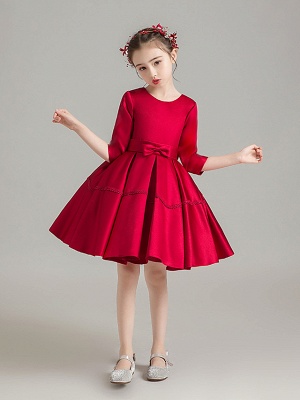 Rotes elegantes Prinzessin-Satin-Kind-Party-Kleid | Blumenmädchenkleid