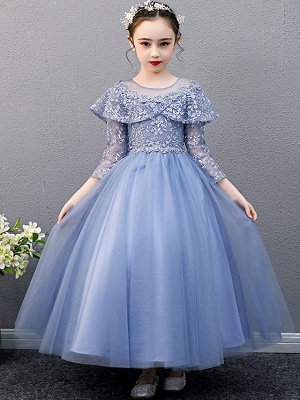 A-Line Ankle Length Christmas / Birthday Flower Girl Dresses - Lace Sleeveless Jewel Neck With Beading
